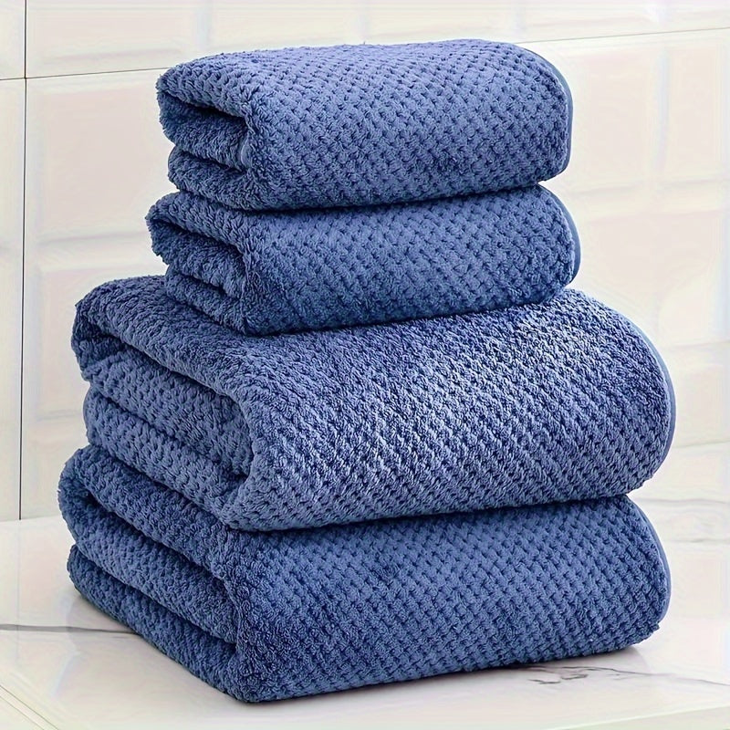 Luxury Mesh Bath Towel Set 2 Bath Towels 2 Hand Towels Quick-Dry Soft Polyester Nylon
