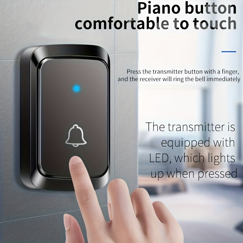 Wireless Doorbell with 1 Receiver 304.8m Range 60 Melodies 5 Volume Levels EU Plug
