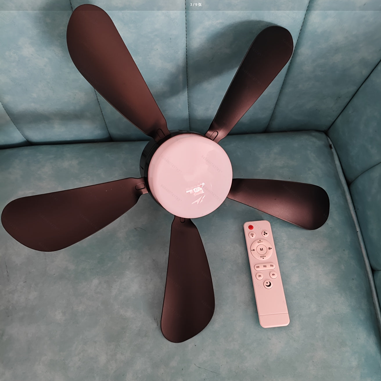 Black Ceiling Fan Light 45cm Dimmable LED Remote Control Indoor Air Circulation