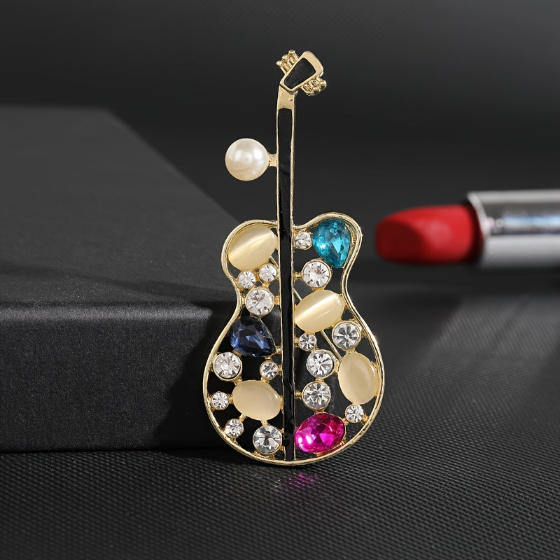 Hollowed-Out Alloy Brooch with Imitation Cat's Eye Stones Irregular Shape for Coats