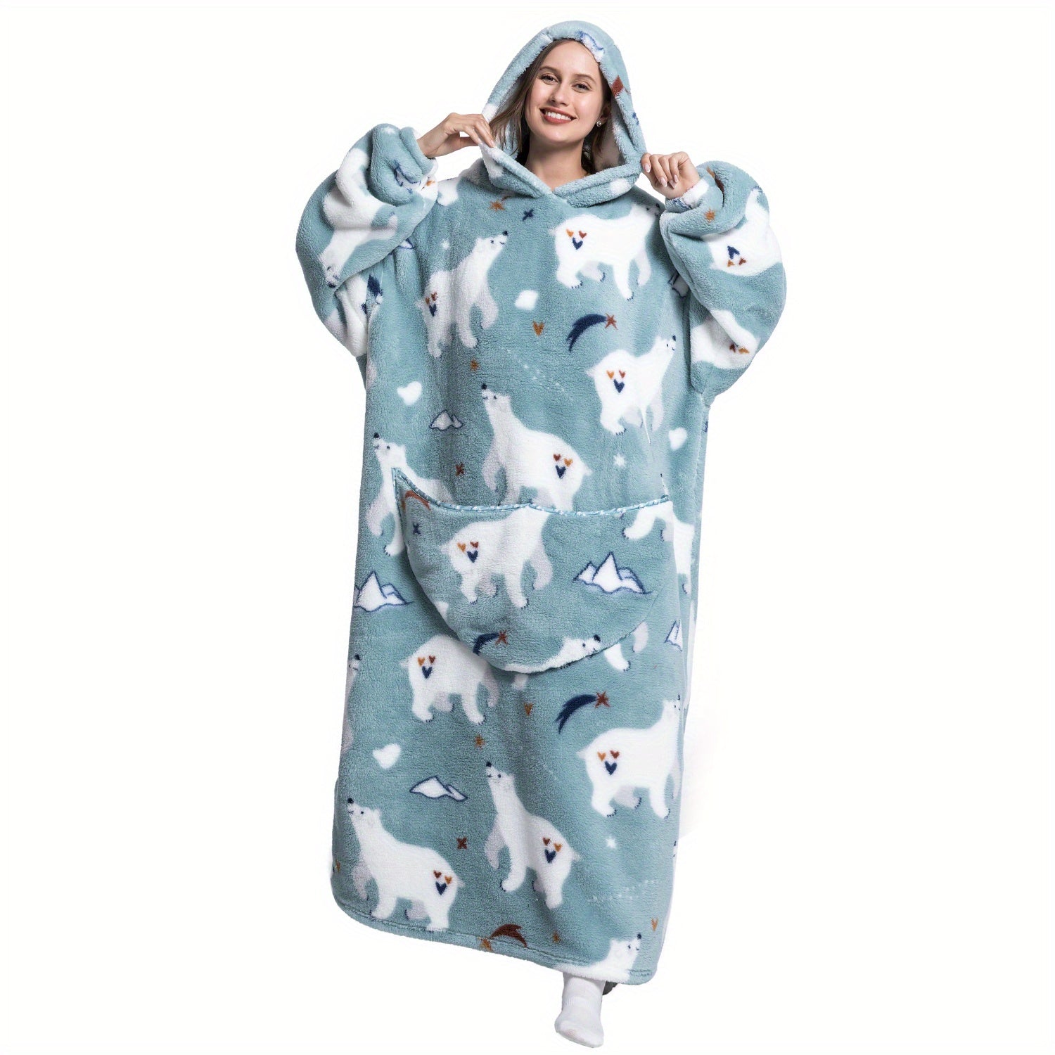 Oversized Hoodie Blanket for Women and Men Warm Fluffy Hooded Sweatshirt