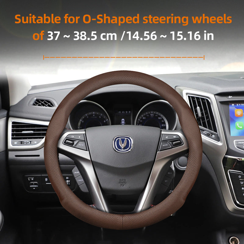 Universal Breathable PU Leather Steering Wheel Cover for Cars Black Burgundy Brown