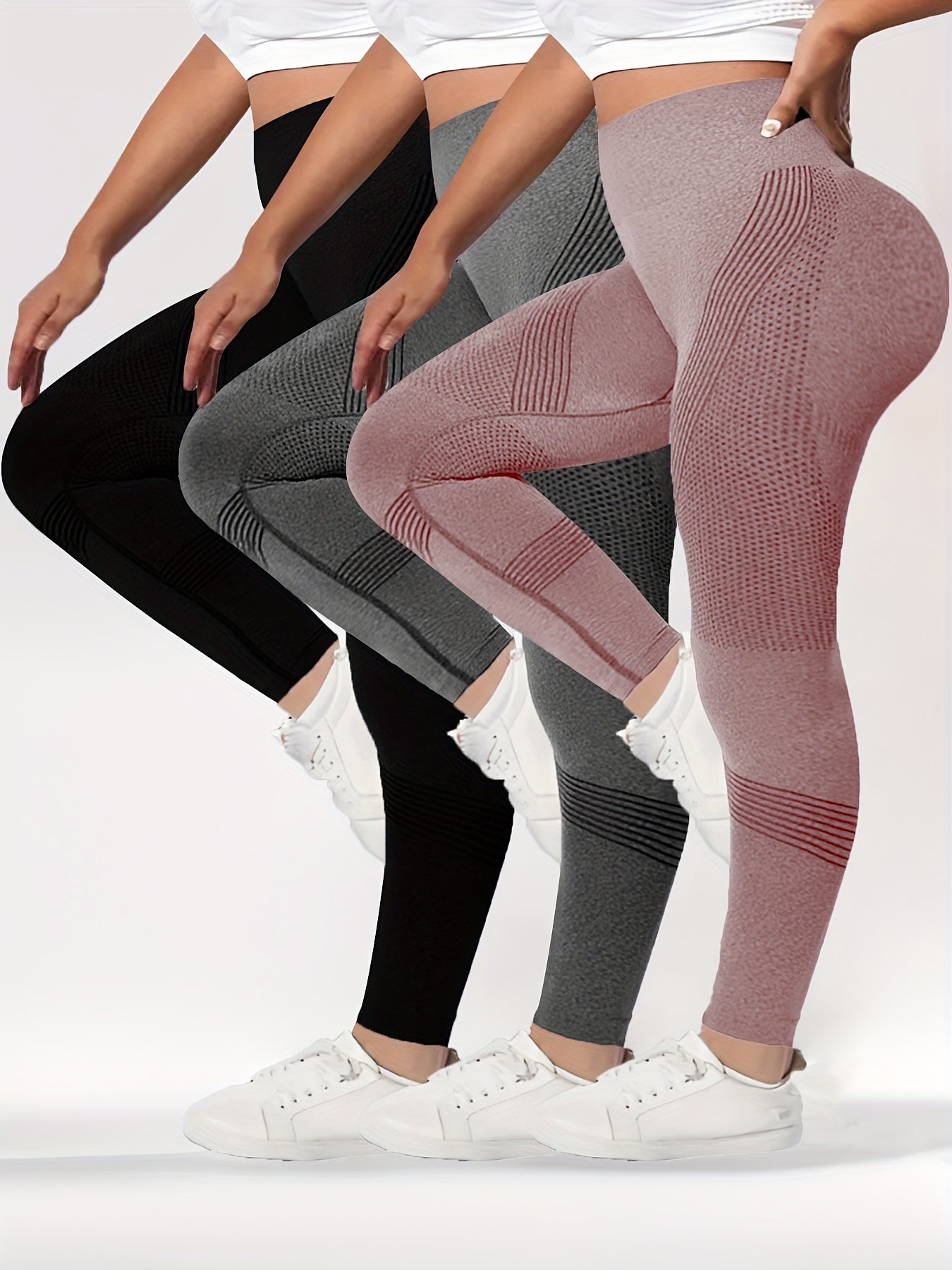 Plus Size Skinny Leggings Women High Waist Stretchy Casual Spring Summer Pack of 3