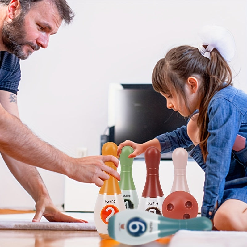 8-chiqishli bolalar uchun bowling o'yinchoq to'plami, ichki va tashqi o'yinlar uchun, ko'k va rang-barang