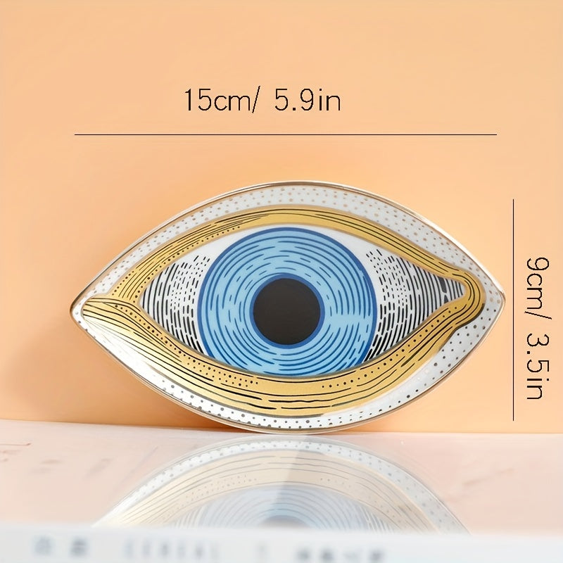 Ceramic Jewelry Tray with Devil's Eye Design for Rings Earrings and Necklaces