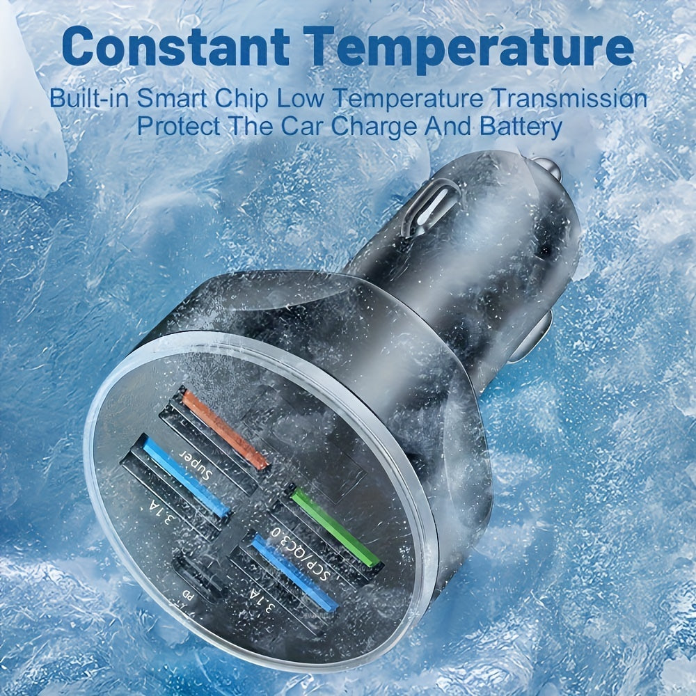 Yuqori quvvatli avtomobil zaryadkasi 3 USB porti PD tez zaryadlash uchun smartfonlar va planshetlar