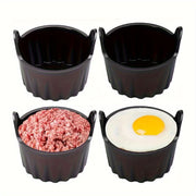 4 yoki 6 ta havo fritözida omlet qoliplari to'plami, qayta ishlatiladigan silikon mat bilan. Havo fritözü va tost uchun mini silikon omlet qolipi kiritilgan. BPA-siz, yopishqoq bo'lmagan oshxona aksessuarlari.