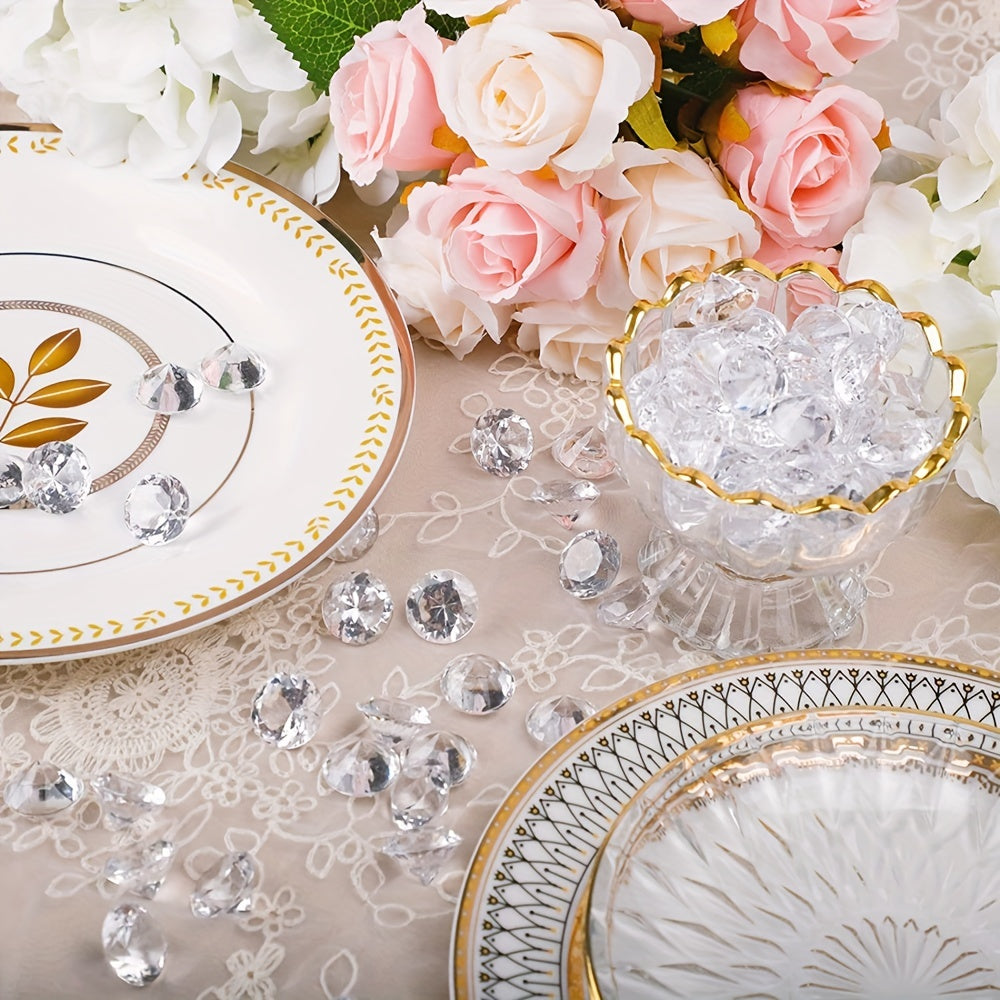 150 Pieces Clear Acrylic Diamond Crystals 0.8 Inch for Wedding Decorations