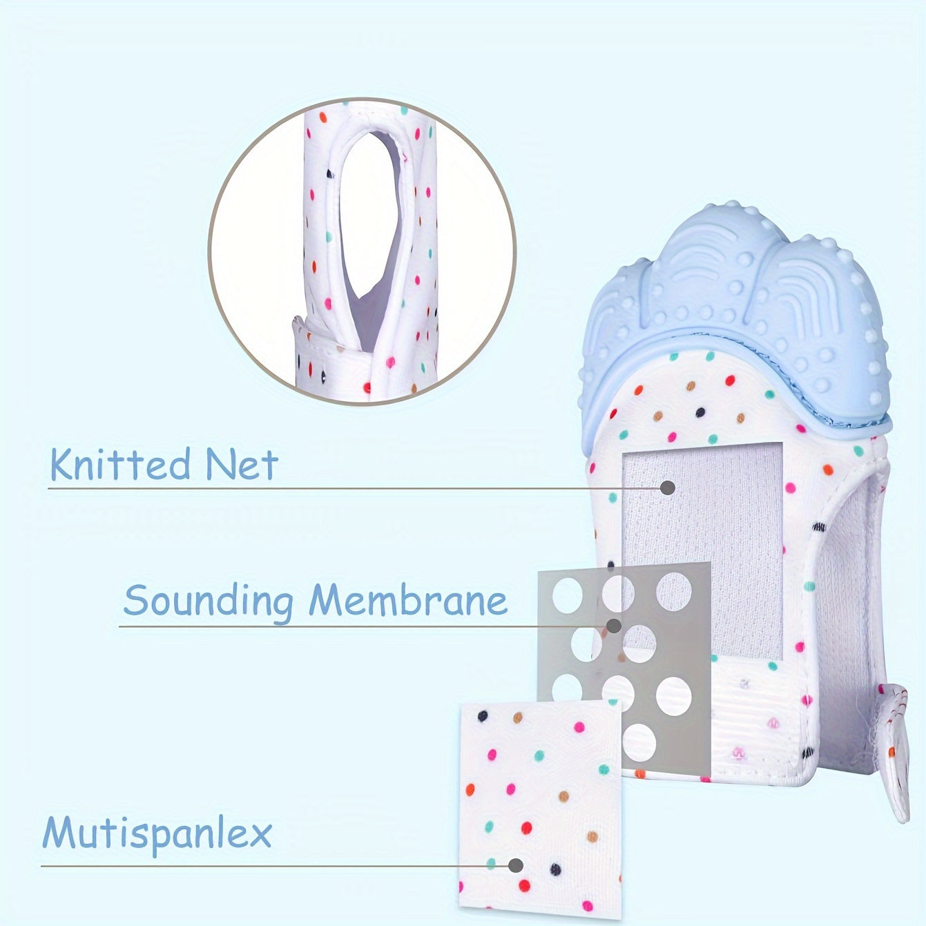 Guante de silicona transpirable con juguete de dentición para bebés de 0+ con colores mezclados