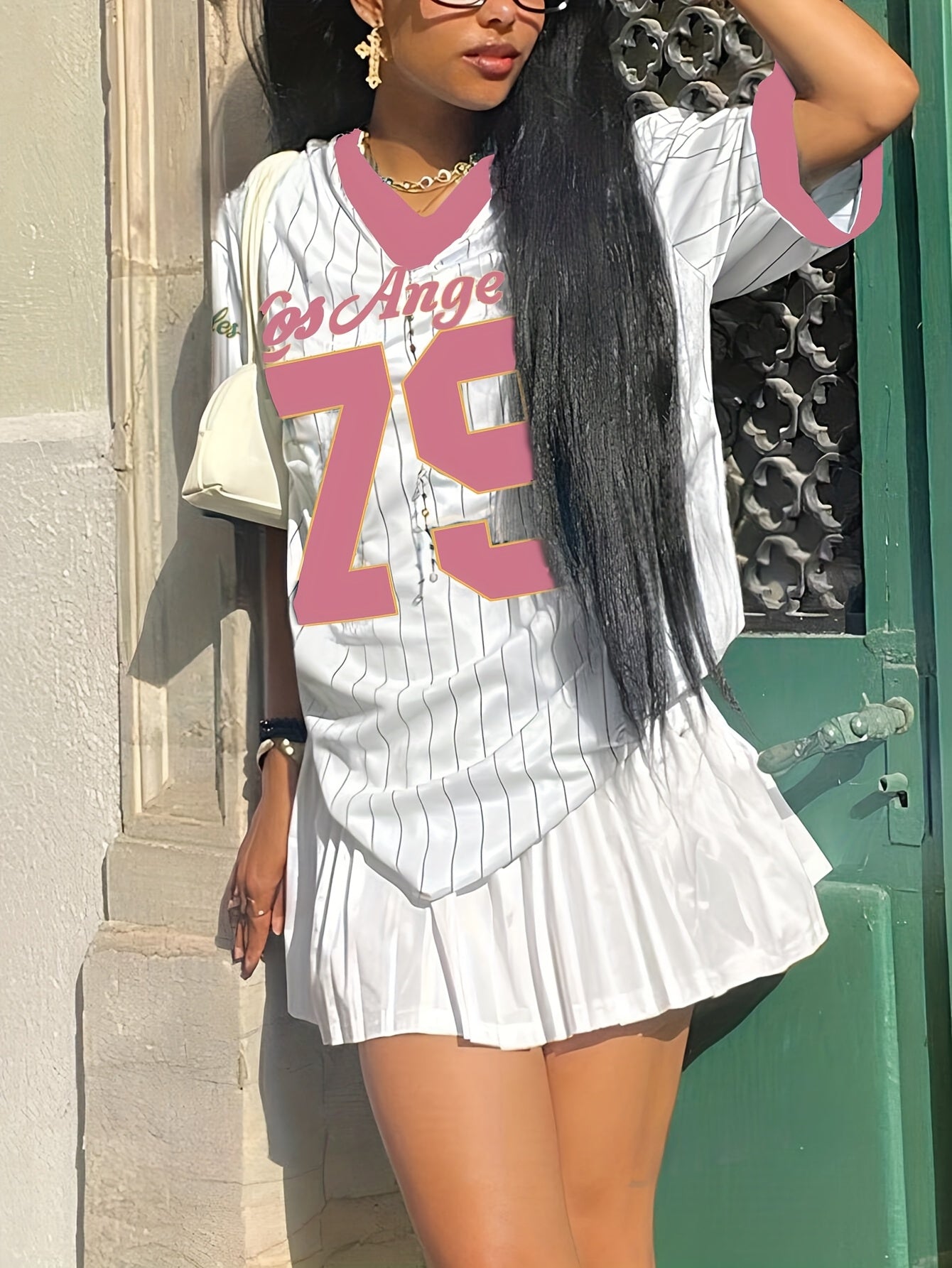 Plus Size Women's V-Neck T-Shirt Color Block Casual Top Summer Polyester Spandex