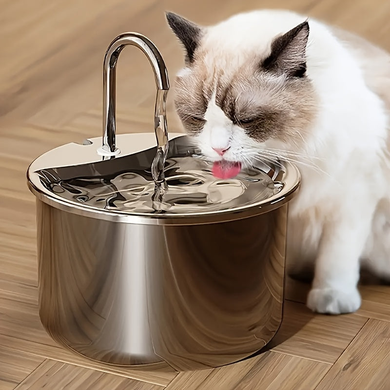 Stainless Steel Pet Water Fountain for Cats and Dogs USB Automatic Splash-Proof Dispenser