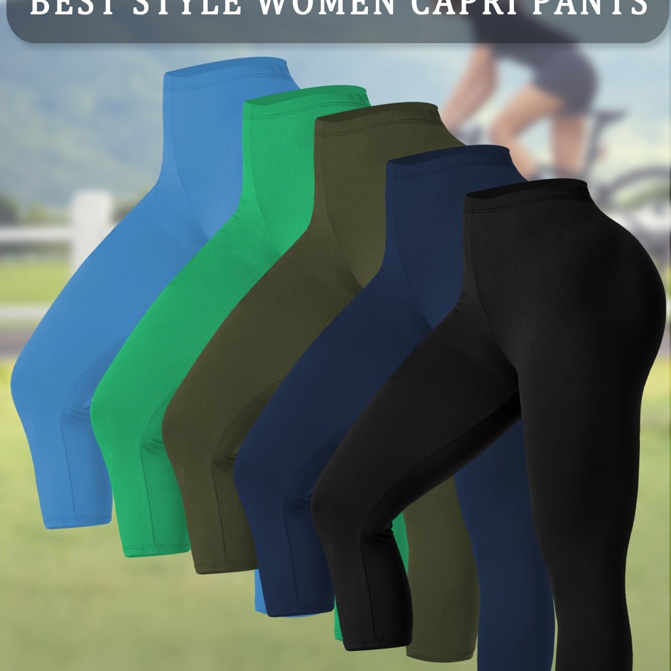 Plus Size Women Capri Pants High Stretch Solid Color Knit 5-Pack
