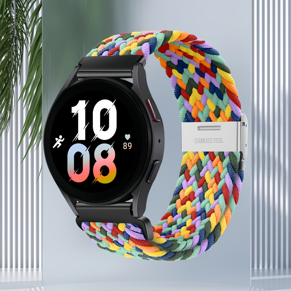 Nylon Braided Sport Loop Band for Galaxy Watch 4 5 6 7 and Active 2 3 4 5 22mm Strap for Men Women