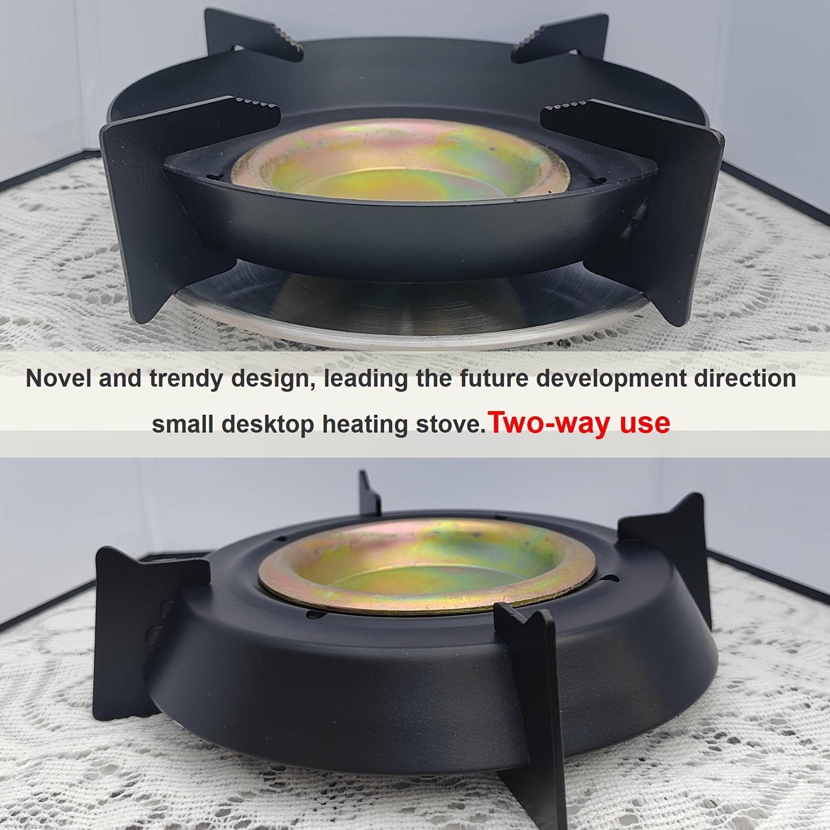 Portable Small Desktop Heating Stove Set with Sturdy Rack for Multi-Fuel Use