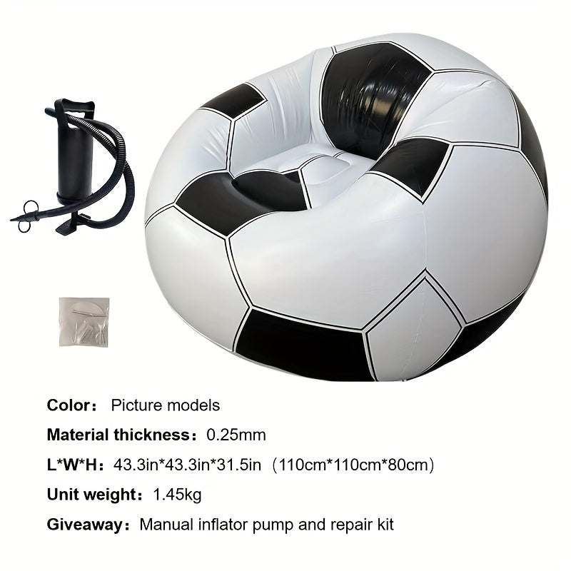Sofá inflable impermeable para uso exterior, reclinable portátil en forma de balón de fútbol