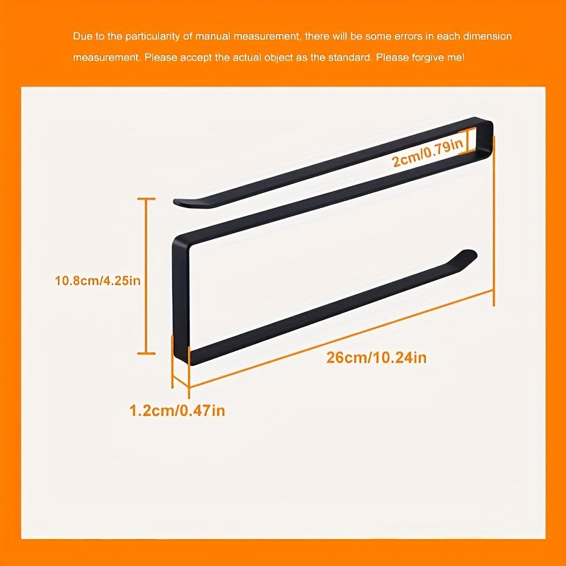 Wall-Mounted Iron Kitchen Paper Towel Holder with Hooks White and Black