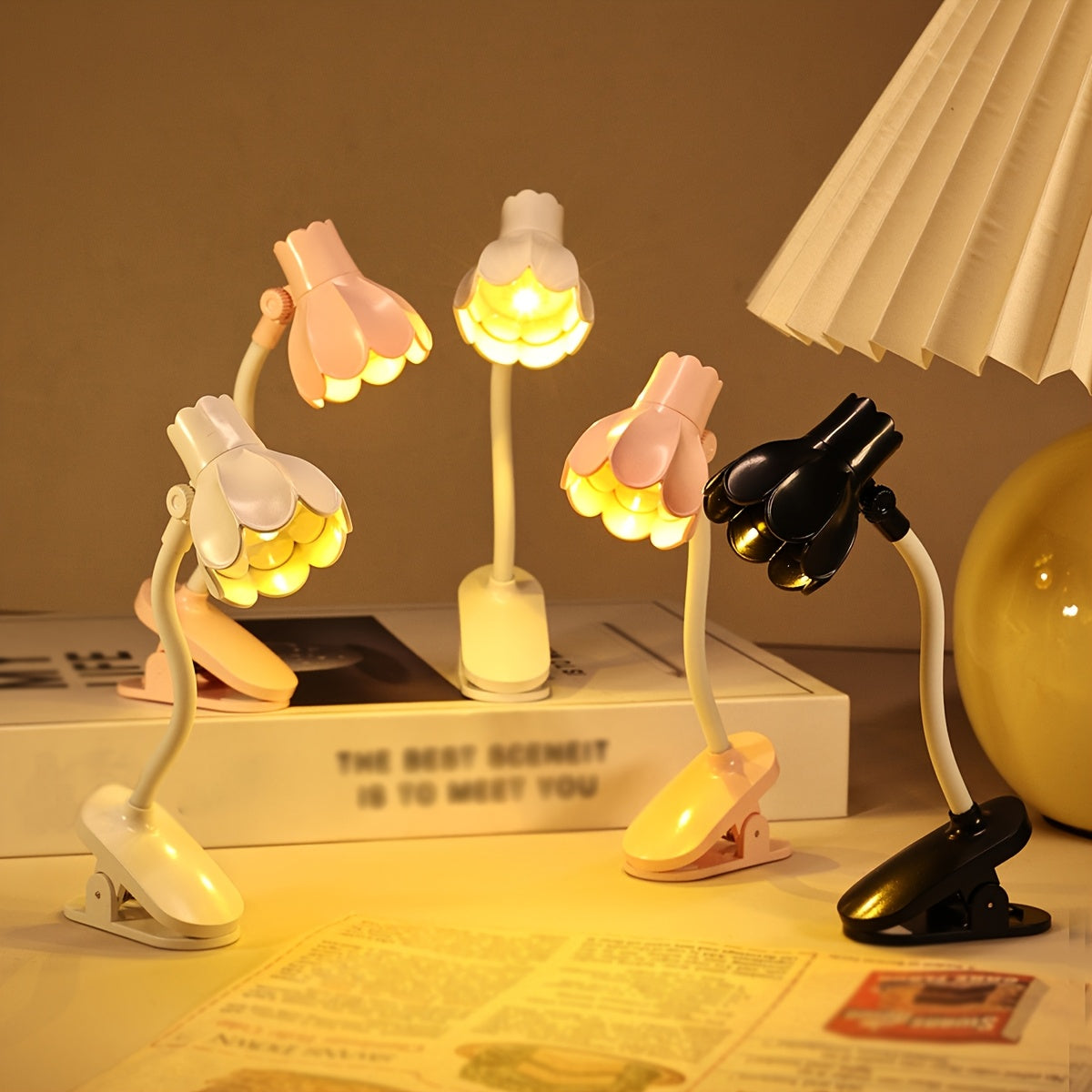 Single Petal Clip Table Lamp for Bedroom Reading and Home Decor