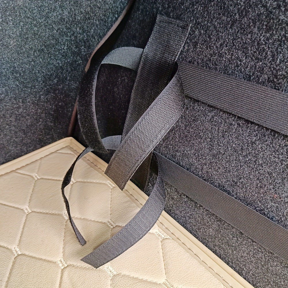 Organizador de interior de coche con correas elásticas fijas y red de almacenamiento para extintor