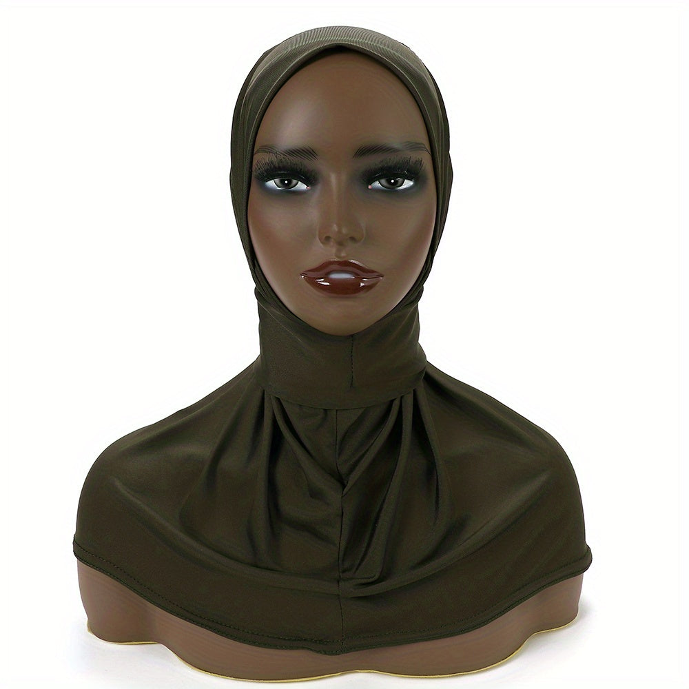 Solid Color Hijab for Women with Elastic Back and Snap Closure