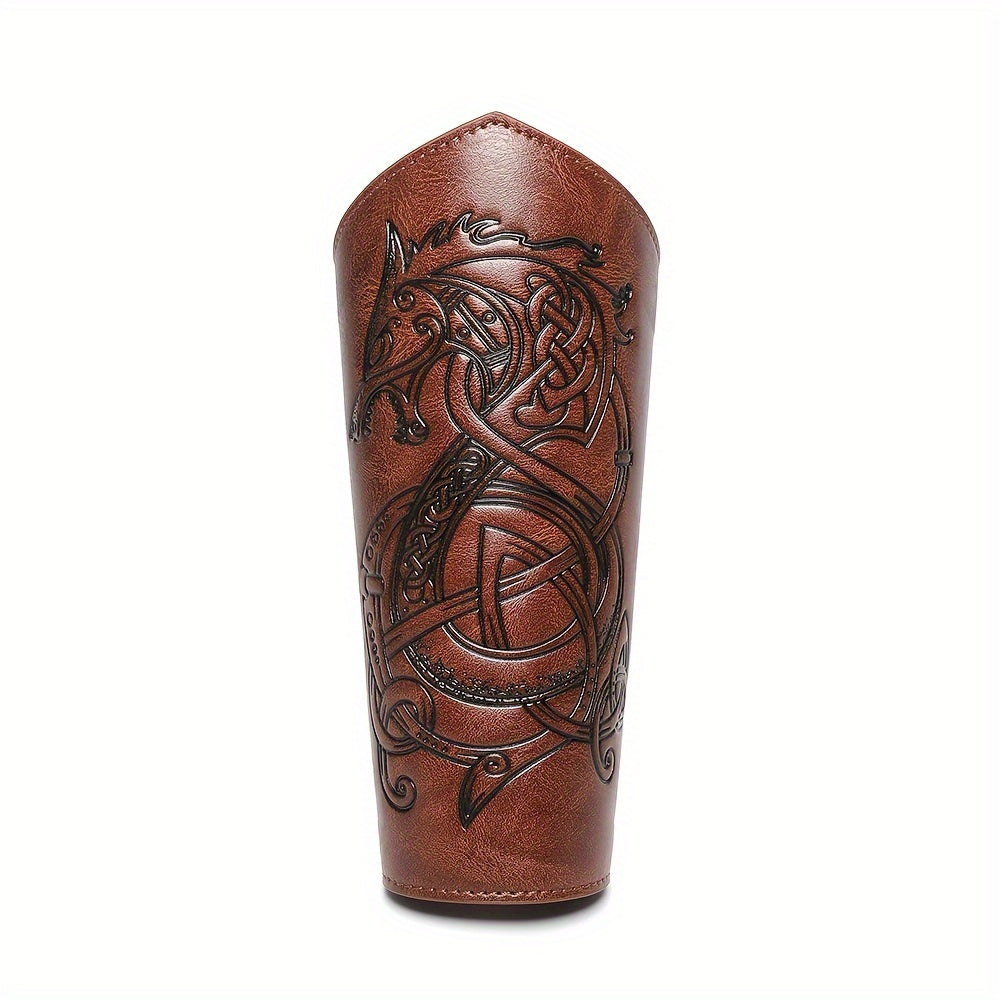 Medieval Knight Arm Guards Faux Leather Wristbands Vintage Style Cosplay Event Accessories