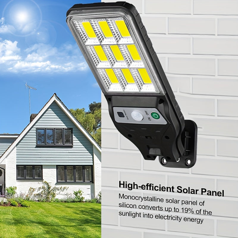 Solar Powered LED Wall Light with Motion Sensor Remote Control and Rechargeable Lithium Battery