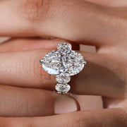 Oval Synthetic Zirconia Engagement Ring for Women Copper White Gold Plated Jewelry