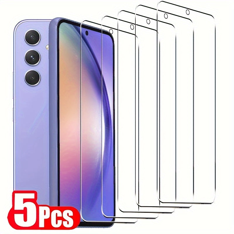 5pcs Tempered Glass Screen Protectors for Samsung Galaxy Models A12 A13 A14 A15 A24 A25 A35 A55 A34 A54 A32 5G A31 A51 A71 A04 A04S S20 FE S21 FE S23 FE 5G A30S A50 A22 A52S A53 A72 A73 5G A10