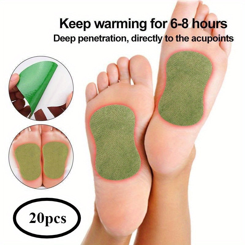 Herbal Foot Patches with Wormwood and Ginger Extract for Deep Acupoint Penetration Breathable Non-Woven Material 20 Pack