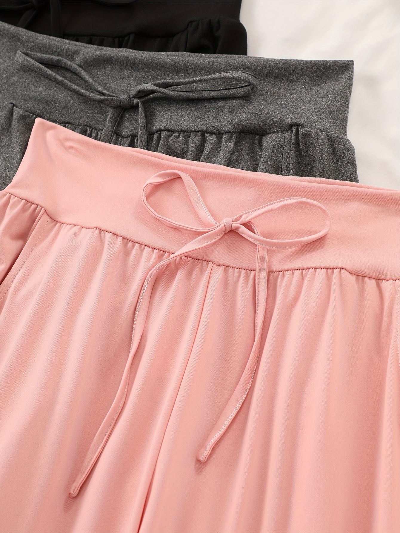 Women's Cozy Pajama Pants 3-Pack Polyester Elastane Black Gray Brown