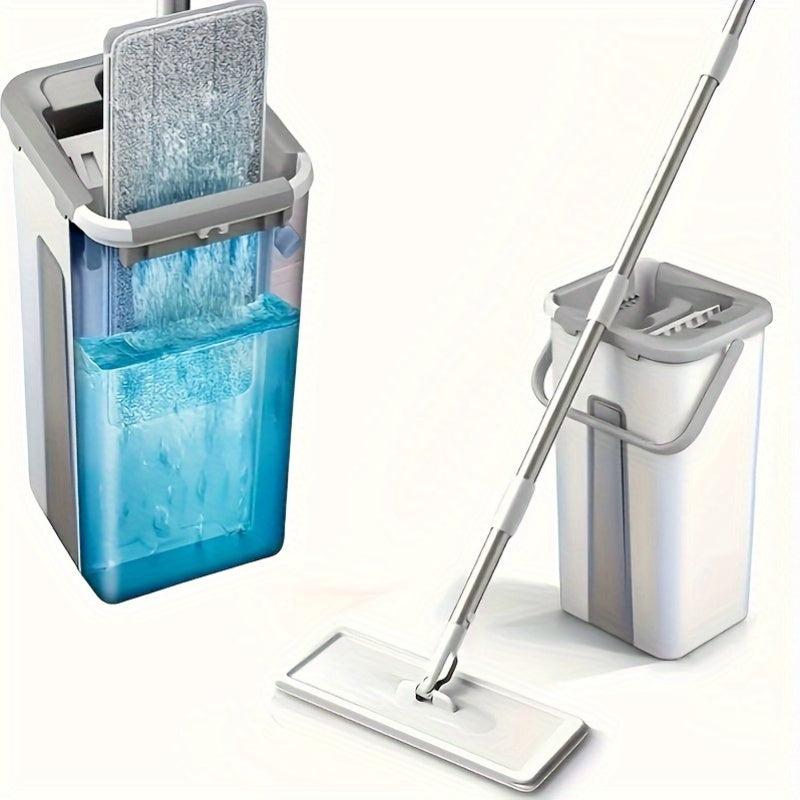 Uy tozalash to'plami, mop va kova bilan, qayta ishlatiladigan mikrotoʻlqinli padlar, buriladigan tekis mop