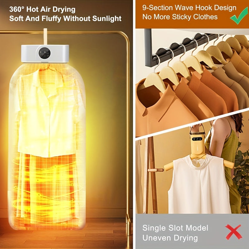 Foldable Clothes Dryer with UV Sterilization Quick Dry Space-Saving White and Gold