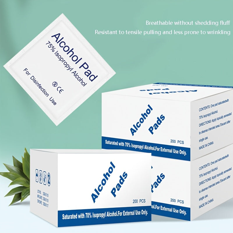 Katta bir martalik spirtli tozalash matolari - 200 dona, 75% to'ldirish, bo'yoqsiz, telefonlar, idishlar, zargarlik buyumlari va boshqalar uchun bir martalik tozalash padlari, portativ dog' tozalovchi.