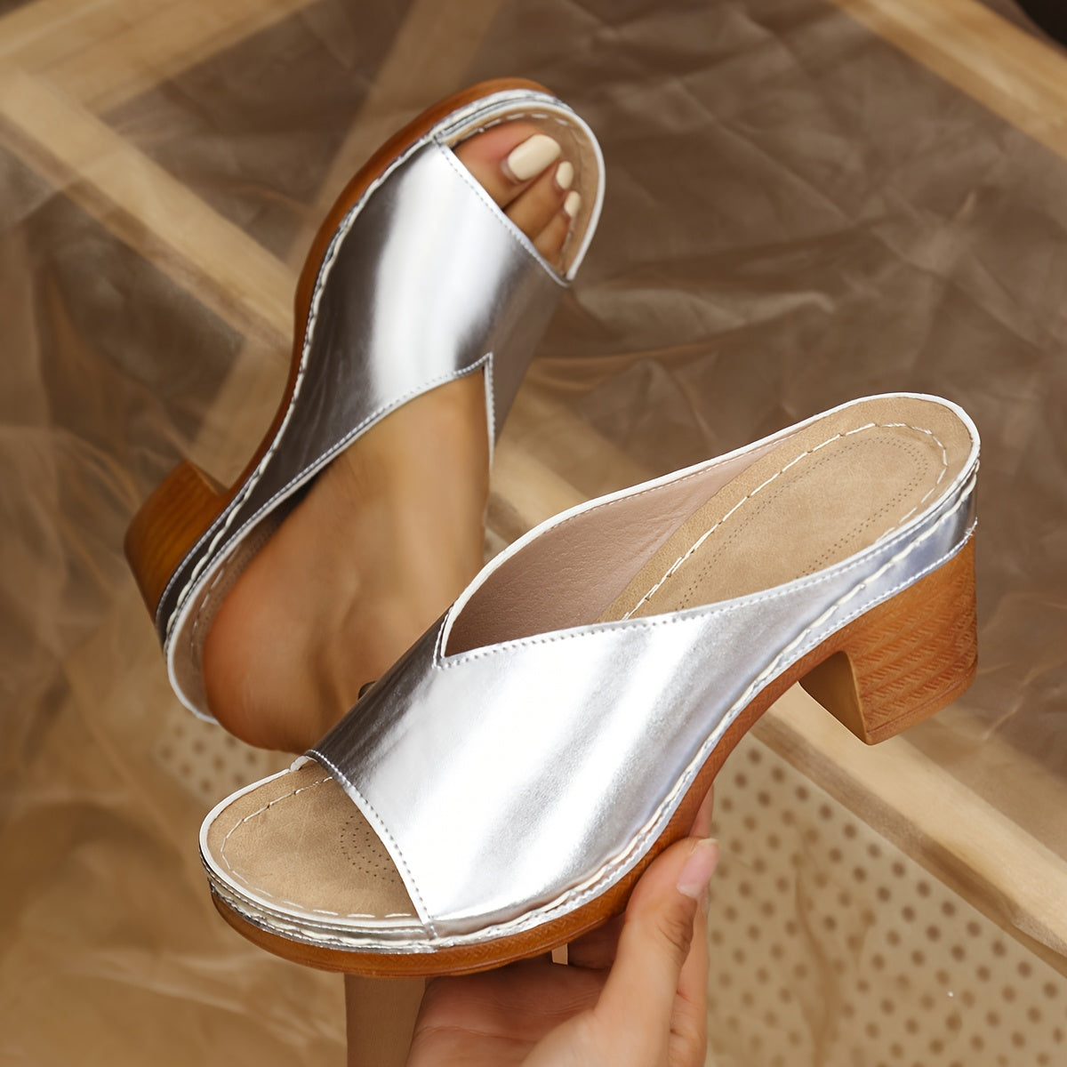 Women's Breathable Mesh Platform High Heeled Sandals Open Toe Non-Slip Outdoor