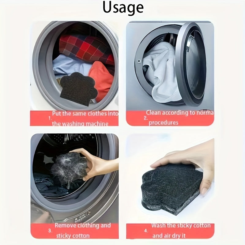 Pet Hair Remover for Laundry Reusable Plastic Paw-Shaped Lint Cleaner for Cats