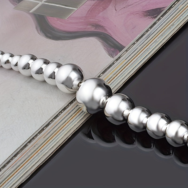 Pulsera de plata de ley con diseño de cuentas mate para uso diario de mujer