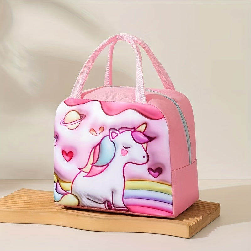 Cartoon Animal Print Lunch Bag Insulated Waterproof Polyester for Students Office