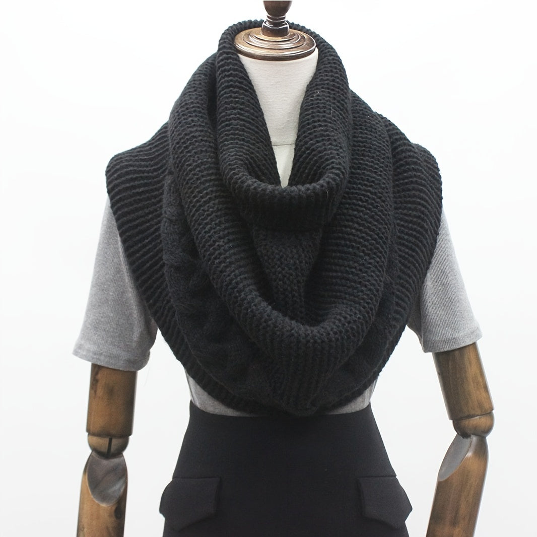 Bufanda de cuello de poliéster de punto para otoño e invierno, bufanda casual y acogedora