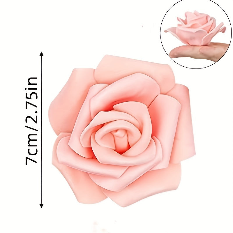 50pcs Artificial Rose Flower Heads Light Pink 7cm for Wedding Centerpieces and Home Decor