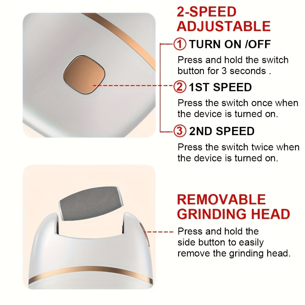 Qalin maydalash boshli qayta zaryadlanadigan oyoq maydalagich, og'ir terini silliqlash uchun mo'ljallangan, USB orqali zaryadlash, portativ, foydalanuvchi uchun qulay, yirtilgan va quruq terini davolash uchun ideal.