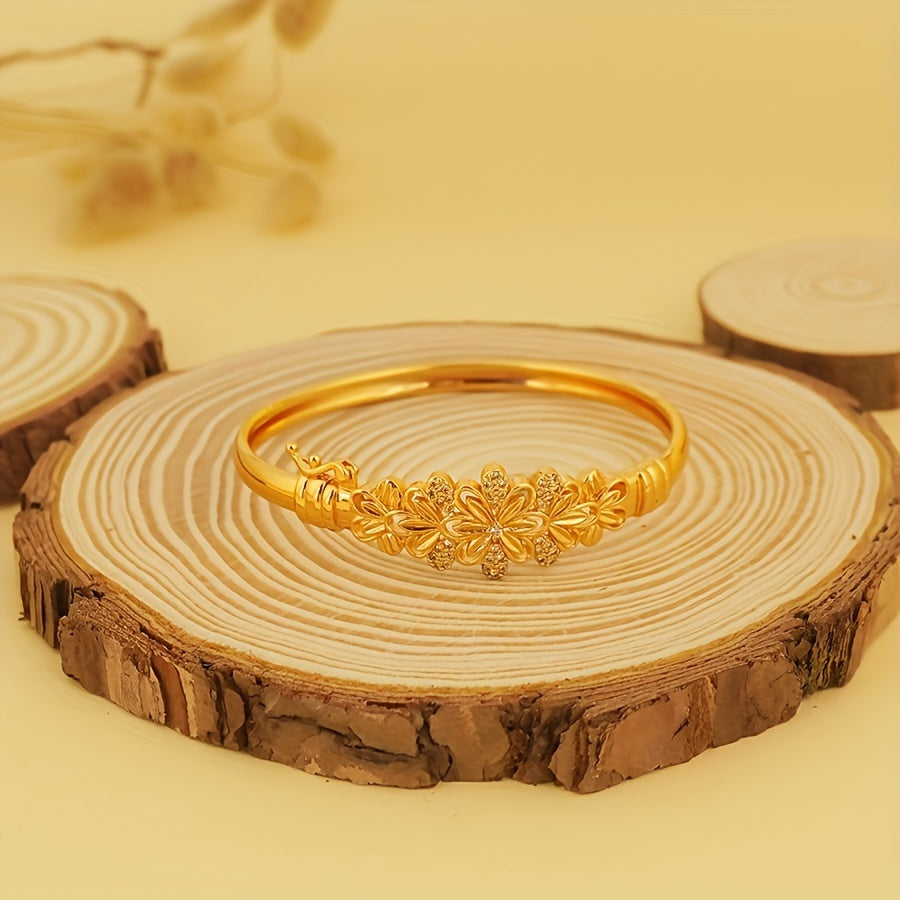 Hollow Waterproof Bangle with Cubic Zirconia Lock for Weddings and Gifts