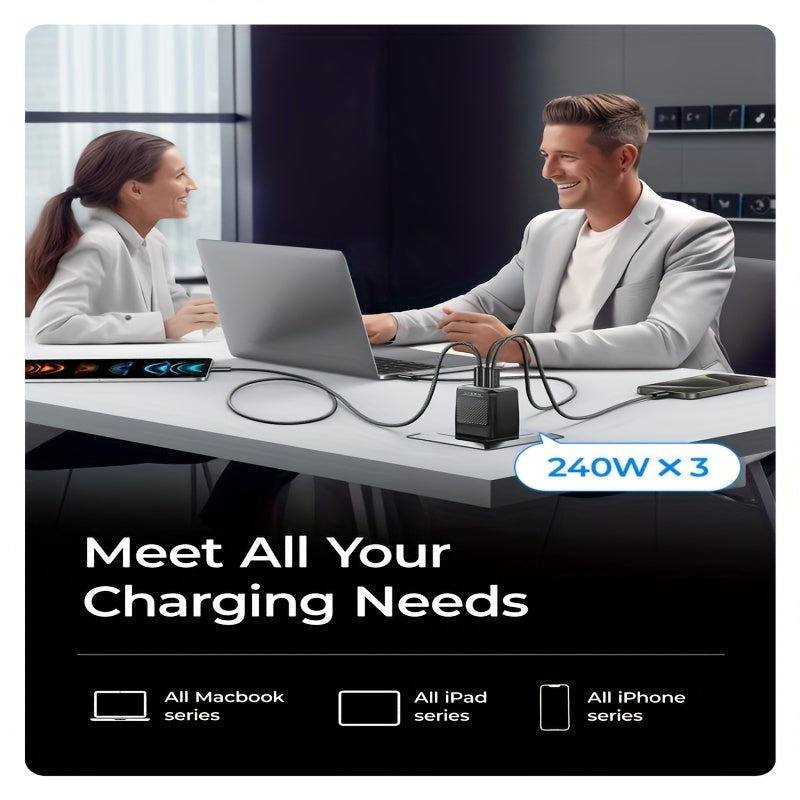 3-Pack USB C to C Cable 240W Fast Charging Nylon Glossy Finish Data Sync