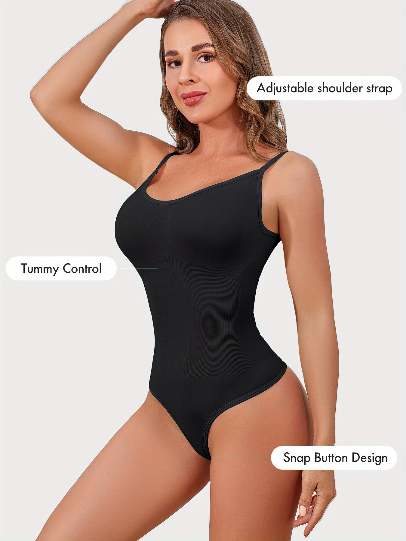 2pcs Seamless Thong Shapewear Bodysuit for Women High Support Tummy Control