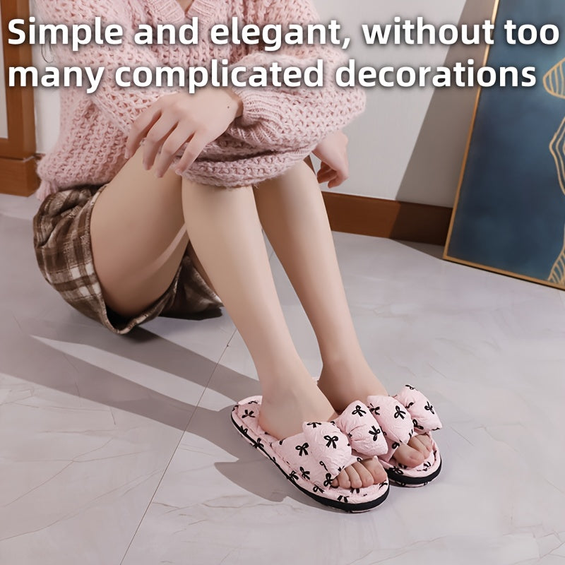Women’s All-Season Home Slippers with Bow Design Soft Sole Comfortable