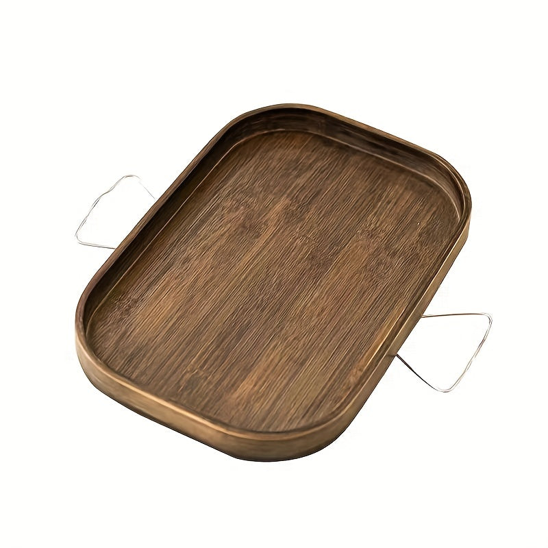 Mesa lateral plegable con clip para brazos de sofá con marco de bambú y metal