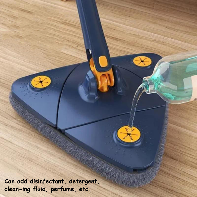 360° Rotating Triangle Mop Set for Floors Walls Glass Wet Dry Cleaning Stainless Steel Plastic