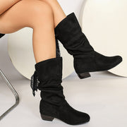 Women's Over-the-Knee Leather Boots, Stylish Mid-Calf Heels, Winter footwear