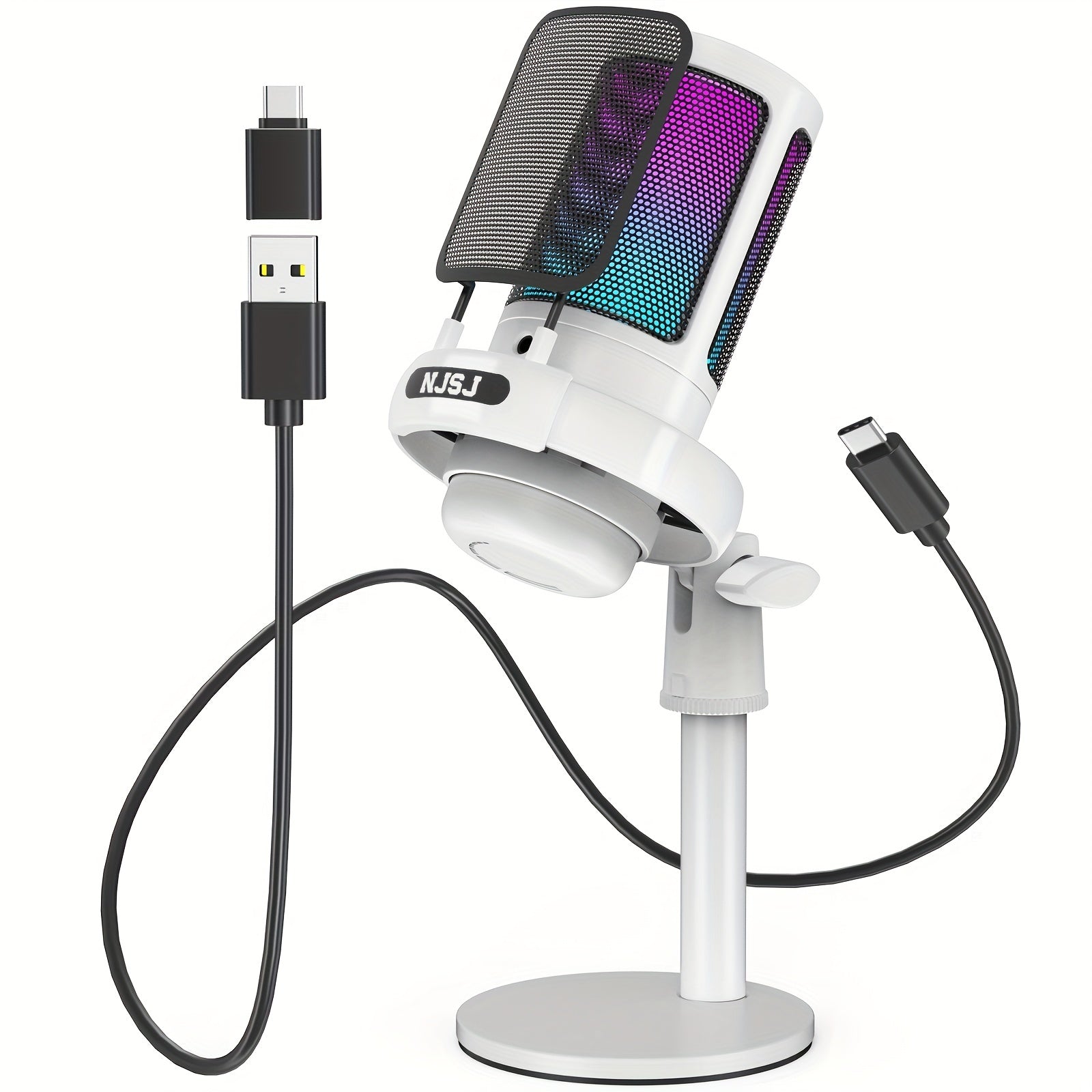 USB Microphone with RGB Lighting for PC PS4 Mac Phone for Streaming Podcasting