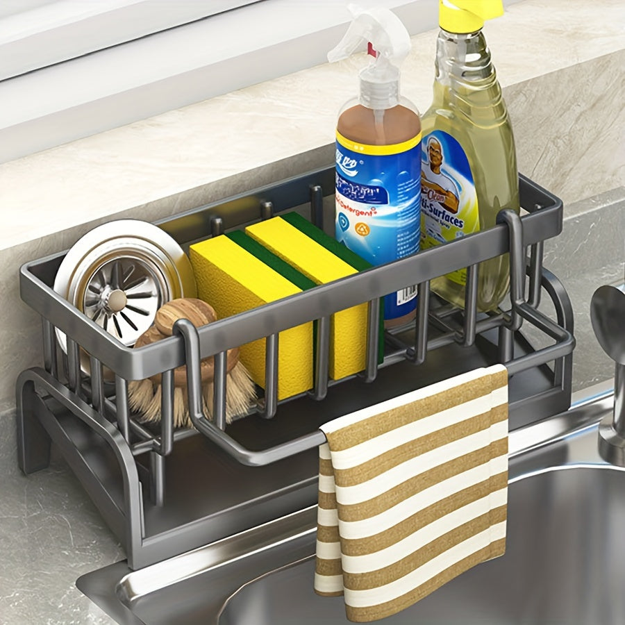 Kitchen Sink Organizer Wall Mount Multi-Layer Plastic with Towel Holder