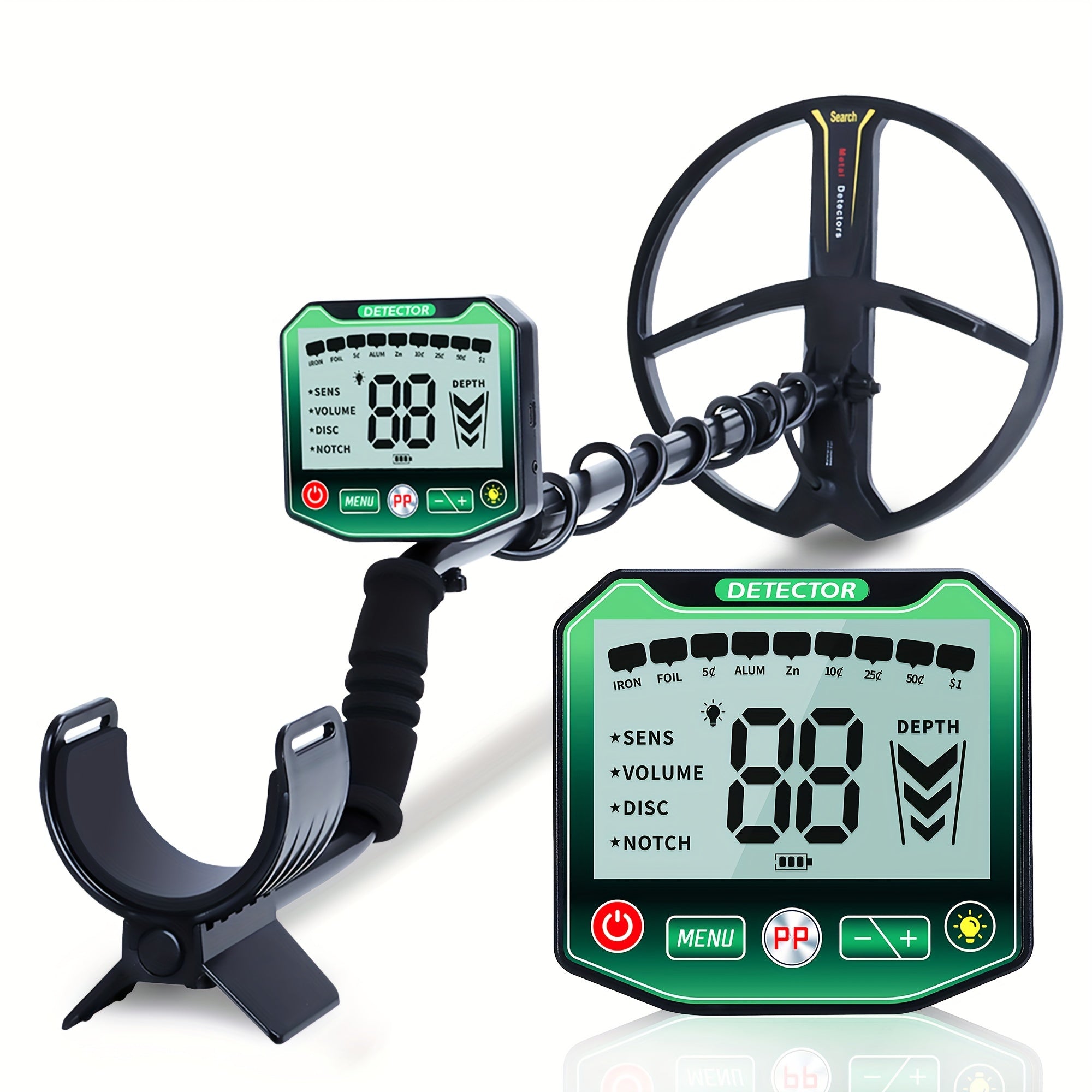 Detector de metales subterráneo con bobina de búsqueda de 27.94cm, pantalla LCD HD, modos ajustables para monedas y metales