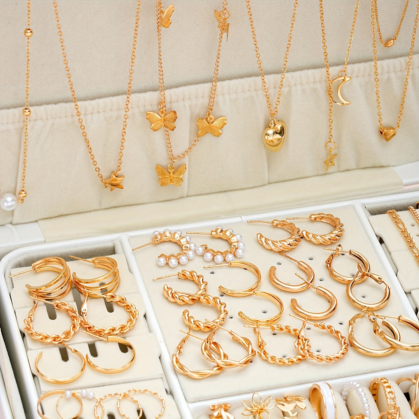 набор винтажных серебряных украшений для женщин с изображениями луны, звезд, сердец, цветов и спиральных узоров